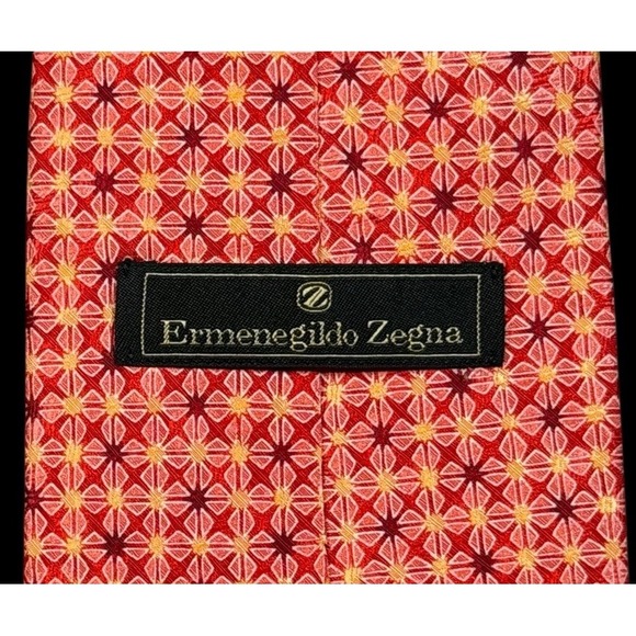 Ermenegildo Zegna Other - Ermenegildo Zegna Pink Tie -2 Tone Red Yellow Floral Pattern 100% Silk Italy Tie